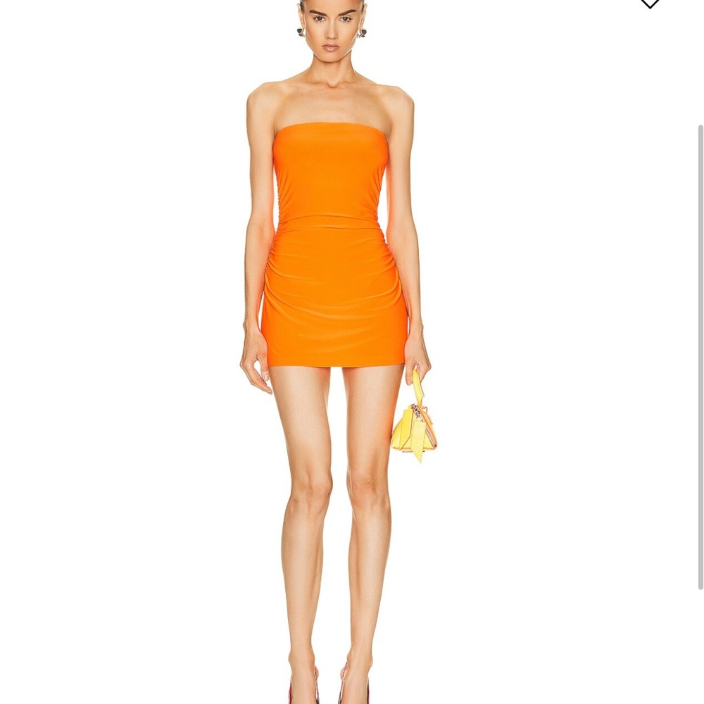 Norma Kamali strapless pickleball dress